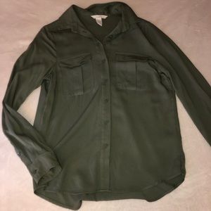 H&M dark green Utility shirt